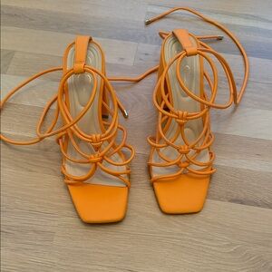 Jessica Simpson Vibrant Orange Lace-Up Sandals
